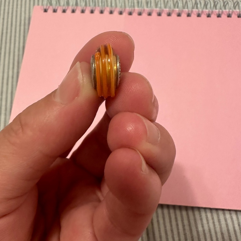 Pandora Orange Ribbon Murano Bead
